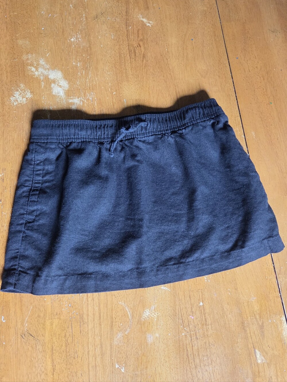 Old Navy Washed Black Drawstring Linen Skirt
